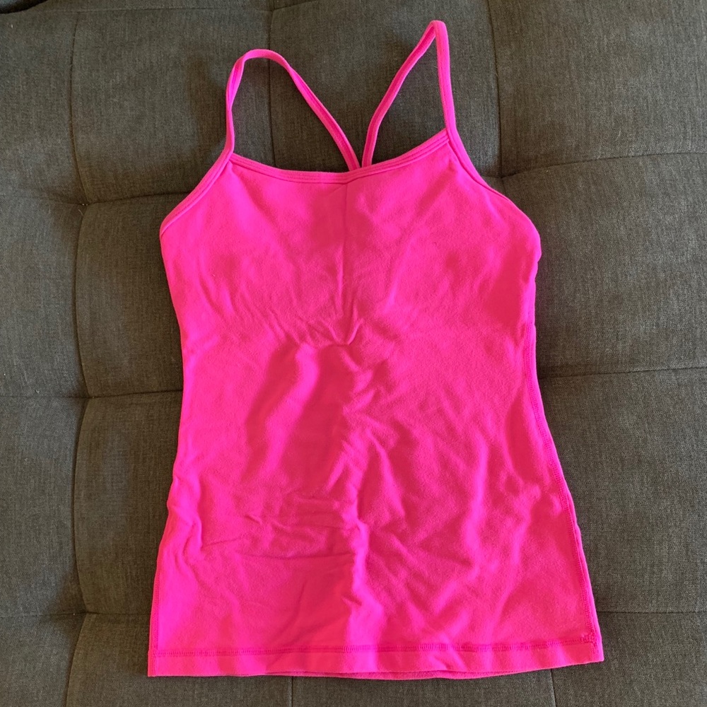 Pink lululemon Power Y tank